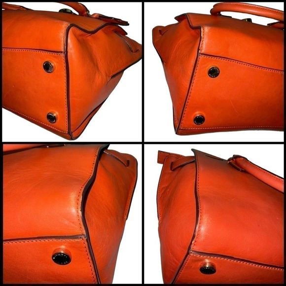 MICHAEL KORS HAMILTON TRAVELER GENUINE LEATHER SATCHEL/ SHOULDER BAG ORANGE - Picture 8 of 15